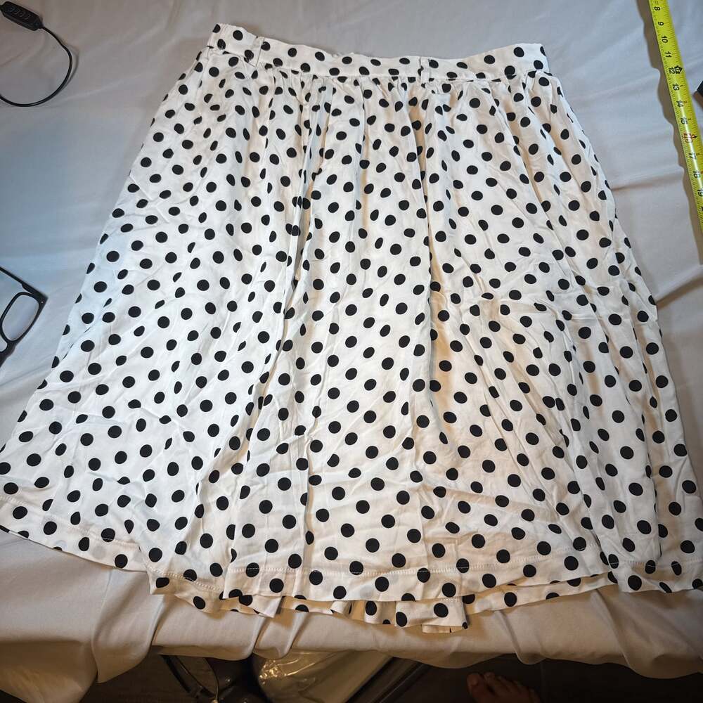 ModCloth Black White It's A Wrap Polka Dot Ruffle Faux Wrap Midi Skirt
